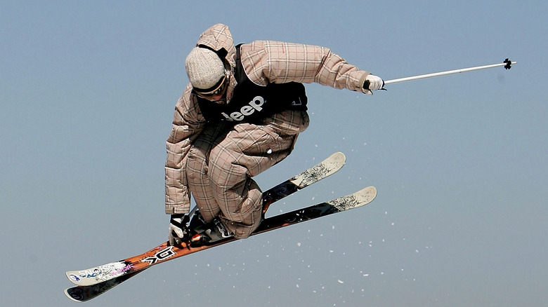 C.R. Johnson airborne on skis