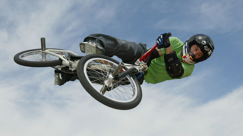 Dave Mirra doing a trick on a BMX bike