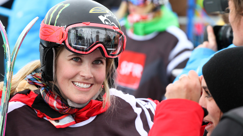 Sarah Burke in ski gear smiling