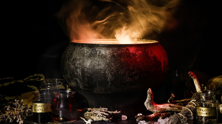 smoking cauldon jars and herbs