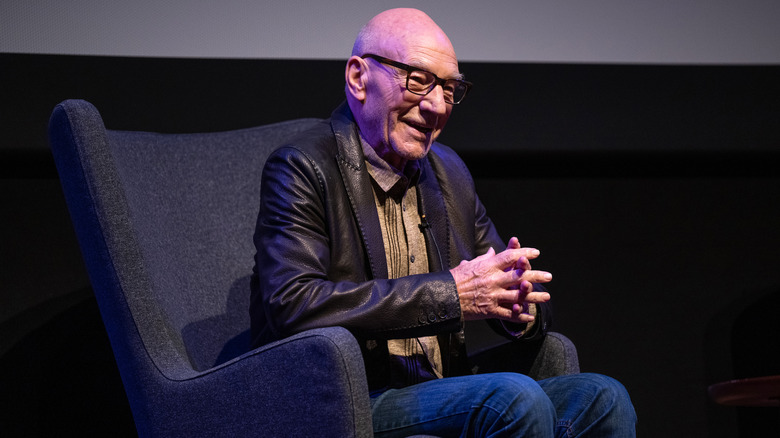 Patrick Stewart on stage talking