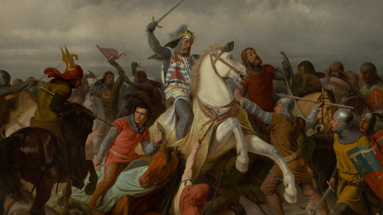 John of Bohemia in battle white horse
