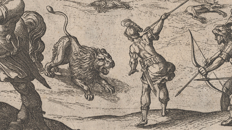 Alexander the Great hunting a lion