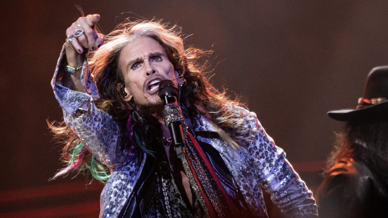 Steven Tyler singing at concert