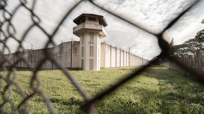 prison building through a fence